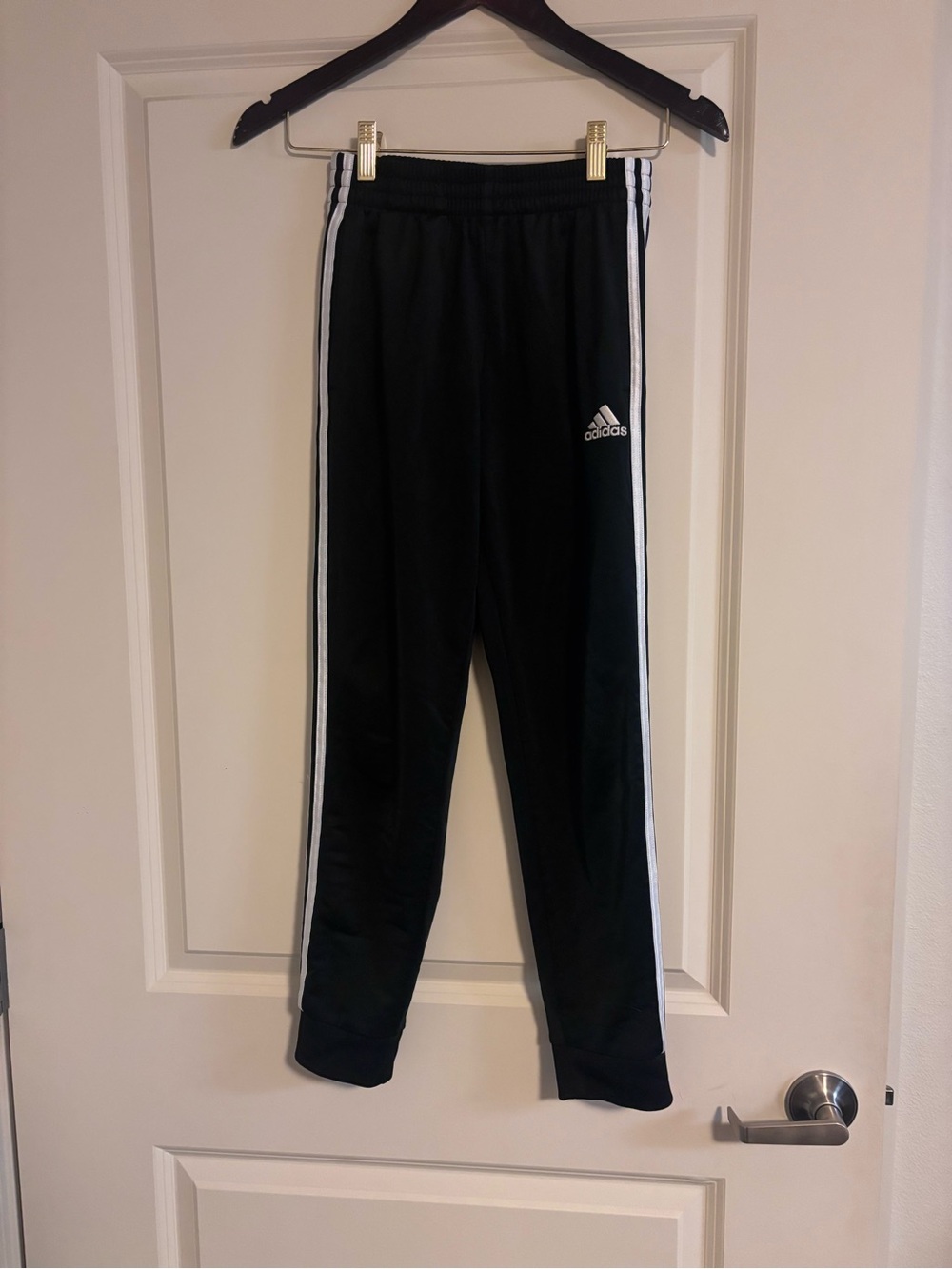 adidas Black Joggers with White Side Stripes